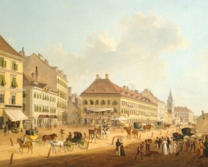 Jagerzeile in Vienna by Franz Scheyerer, Austria 19th Century